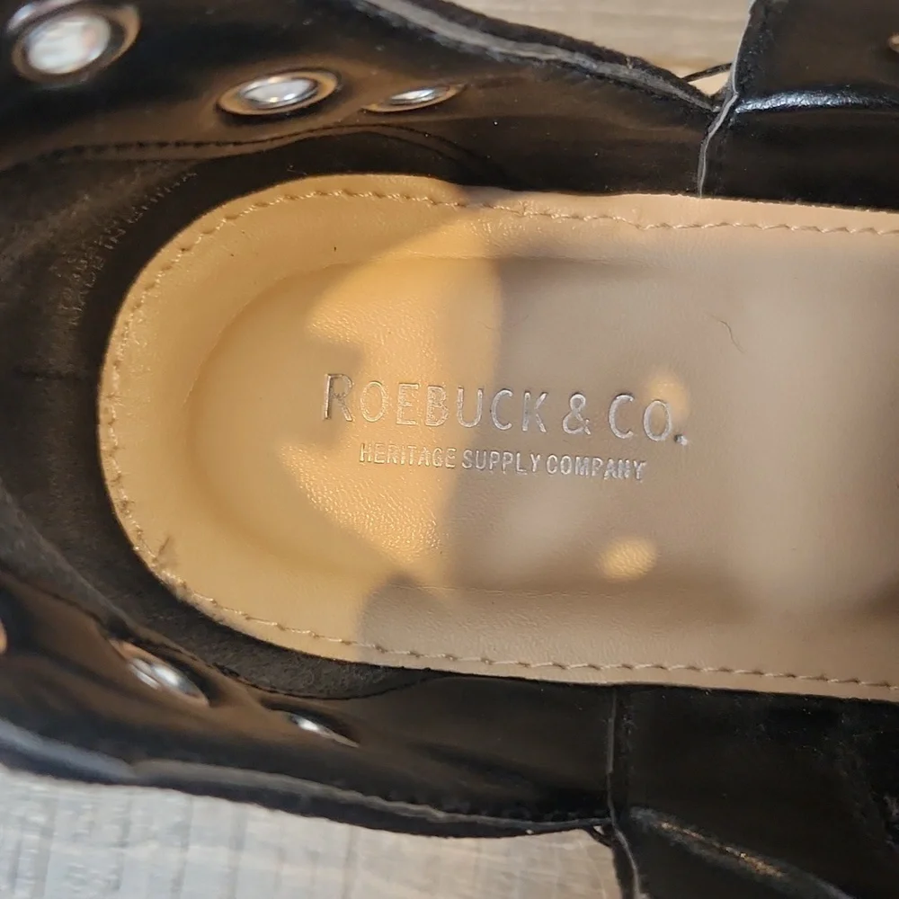 Roebuck Black Faux Suede Grommet Booties‎ Block Heel Size 7